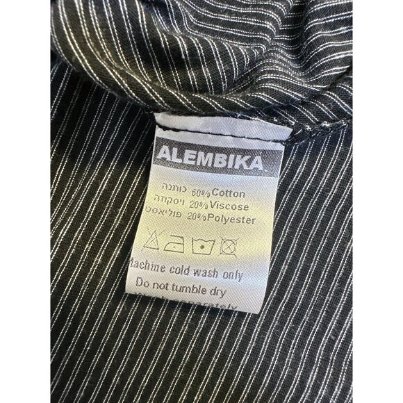 Alembika Black & White Striped Sleeveless Tunic Blouse w/front pocket - Picture 9 of 10